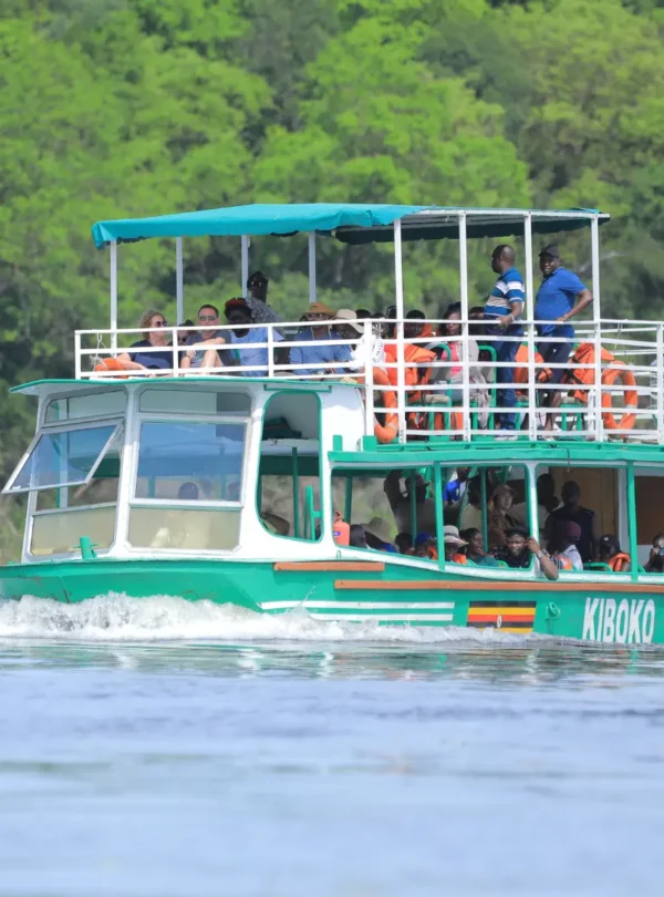 Tourists on a Boat cruise across East Africa, Uganda, Kenya, Tanzania, Rwanda