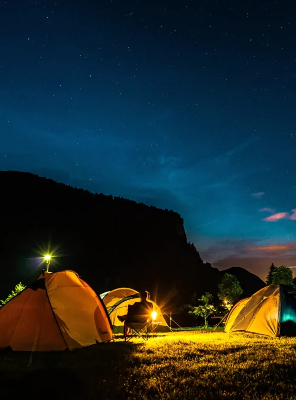 A picture of tourists camping