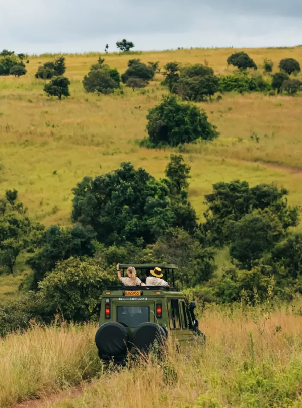 Tourists in the savannah of Akagera National Park