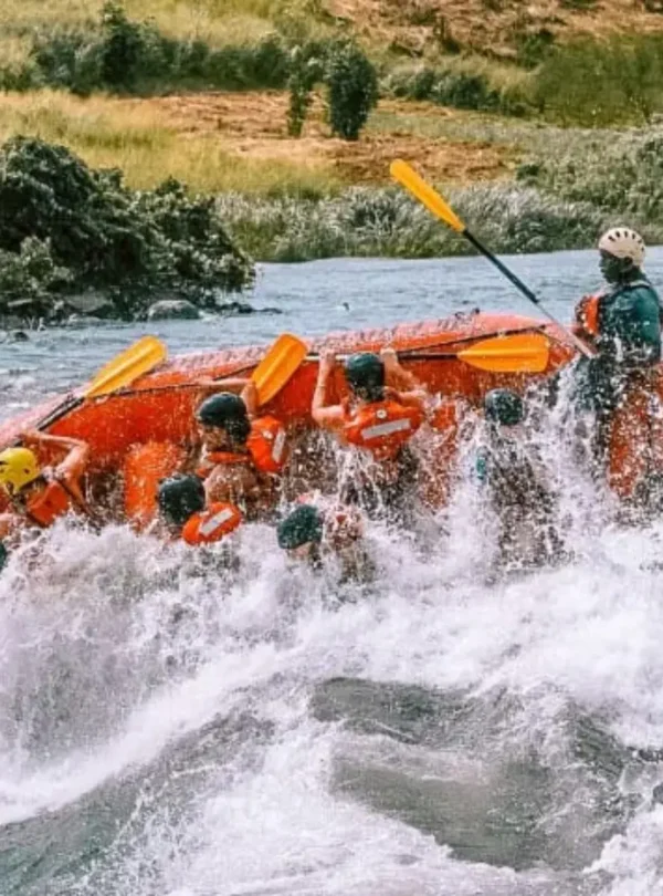 A picture of tourists rafting in the Nile